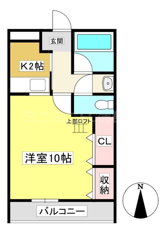 アゼリア浜田A(1K/2階)の間取り写真