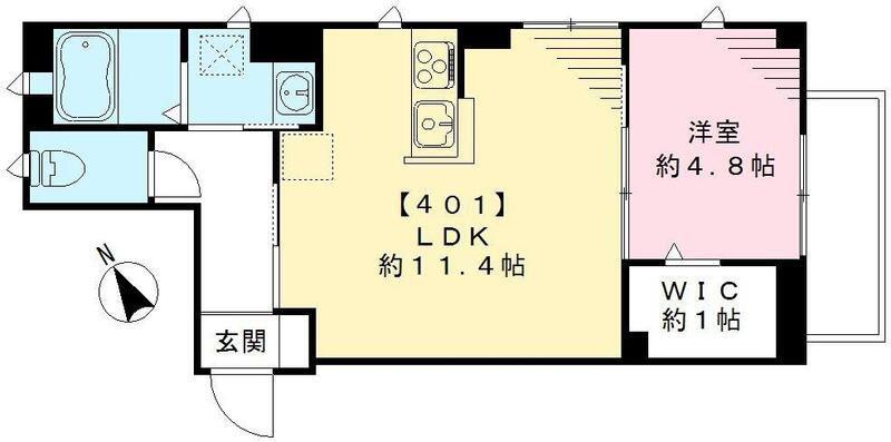 ラシーネ荻窪(1LDK/4階)の間取り写真