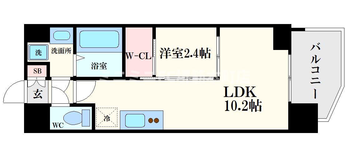 セレニテ本町東リアン(1LDK/9階)の間取り写真