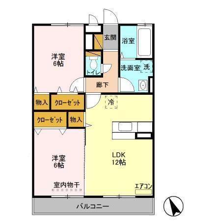 エスポワール A(2LDK/2階)の間取り写真