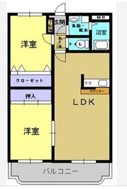 プランドール大和八木II(2LDK/3階)の間取り写真