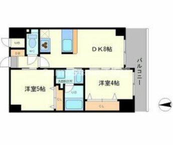 アーデンタワー本町イースト(2DK/11階)の間取り写真