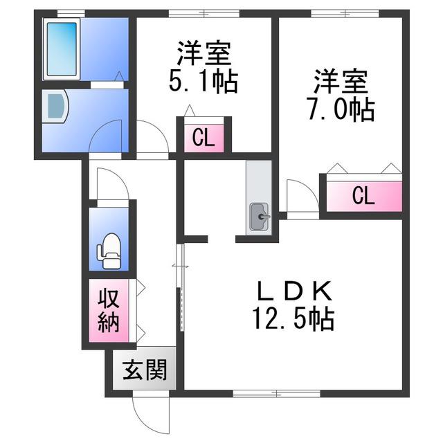 フォーナス(2LDK/1階)の間取り写真