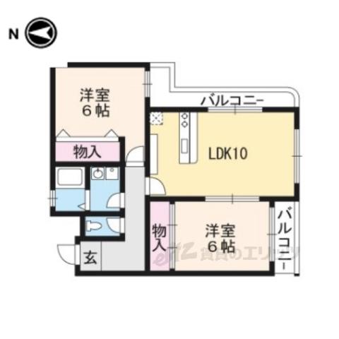 メゾンプルミエール桂(2LDK/4階)の間取り写真
