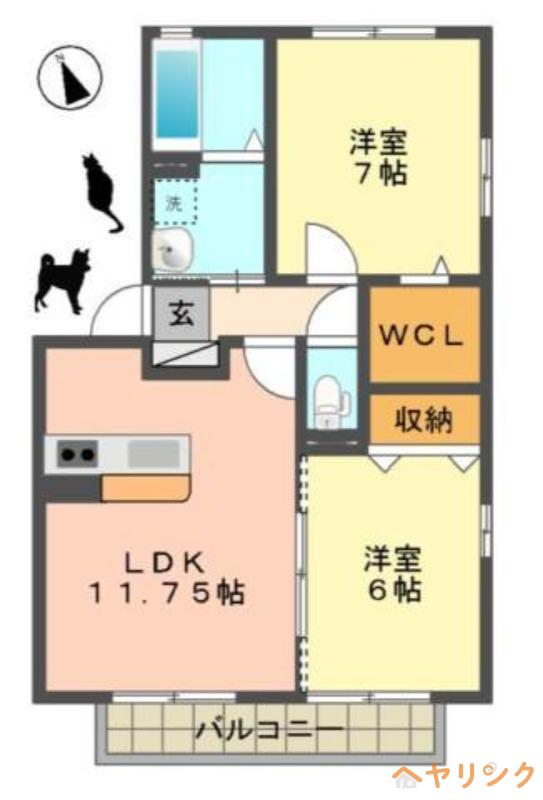 ロイヤルタウン C棟(2LDK/2階)の間取り写真