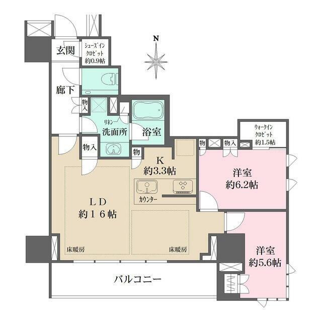 ザ・パークハウス三田タワー(2LDK/6階)の間取り写真