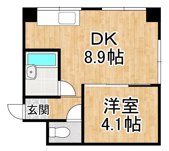 皆川ビル(1DK/5階)の間取り写真