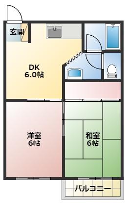 セゾン浅岡(2DK/2階)の間取り写真