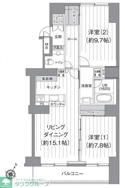 TS GARDEN北柏 2号棟(2LDK/7階)の間取り写真