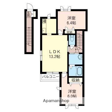 ブリーズ パサージュ カザマ(2LDK/2階)の間取り写真
