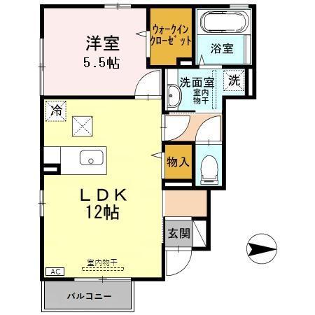 CUTE金澤(1LDK/1階)の間取り写真