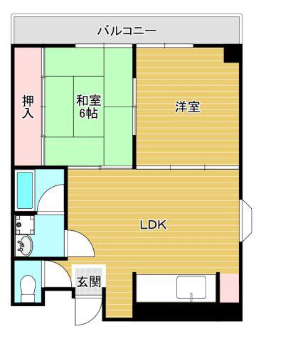 グランドメゾン杉谷(1LDK/4階)の間取り写真