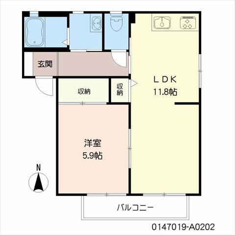 Tスクエア湊 (1LDK/2階)の間取り写真