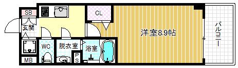 プランドール福島レジデンス(1K/4階)の間取り写真