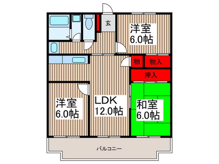 ベルヴィーユ壱番館(3LDK/3階)の間取り写真