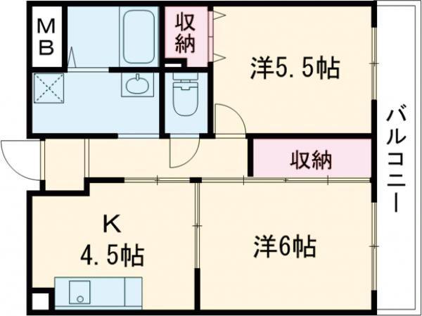 サントル上沢(2DK/3階)の間取り写真