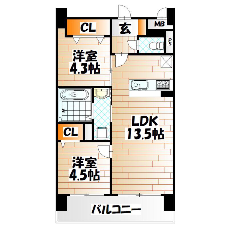 フローリィ279(2LDK/6階)の間取り写真