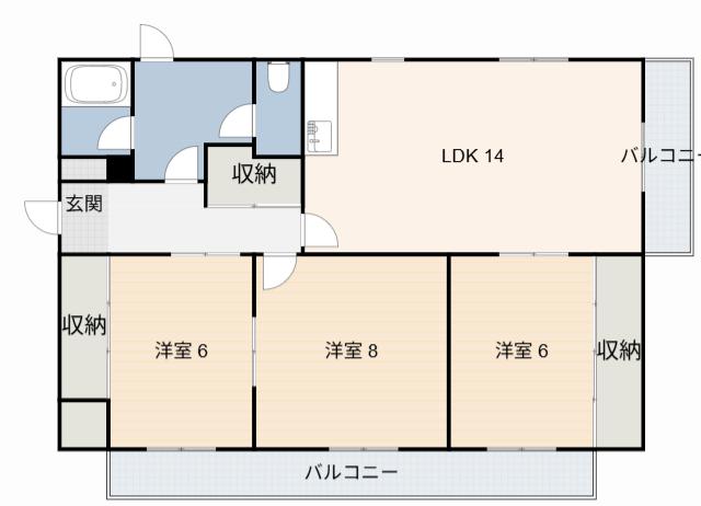 ユートピア東照苑(3LDK/3階)の間取り写真