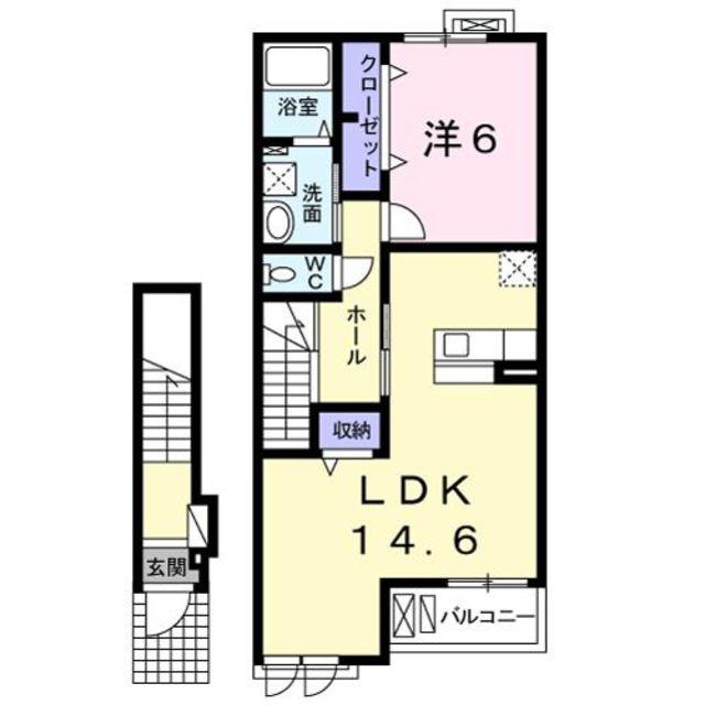 メゾンカルム(1LDK/2階)の間取り写真