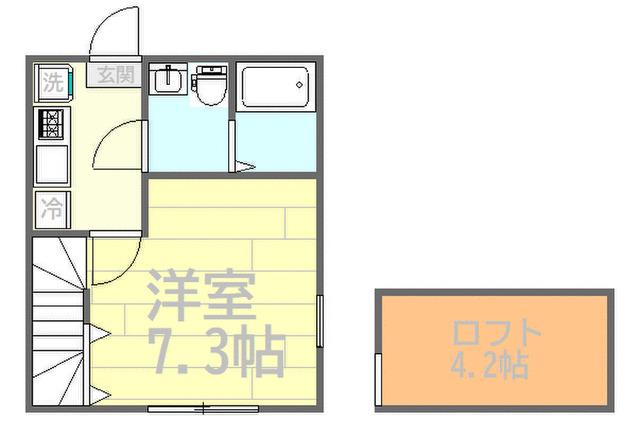 トレスコーマセカンド(1K/2階)の間取り写真