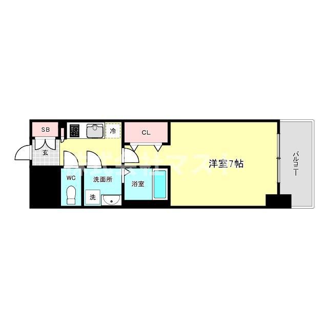 ファーストフィオーレ新町ファジスタ(1K/2階)の間取り写真