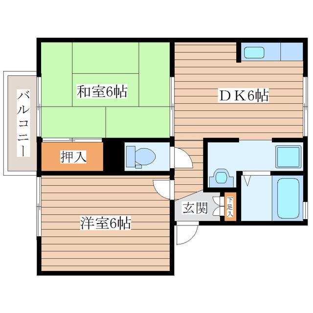 ログパルクC(2DK/1階)の間取り写真