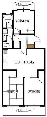 サンコーポ桜尾(3LDK/3階)の間取り写真