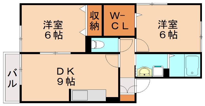 グリーンヒルズ宮前(2DK/2階)の間取り写真