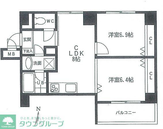 ツワイザ笹塚(2LDK/3階)の間取り写真