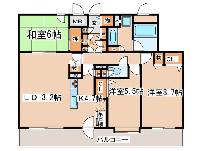 プライムアーバン円山北四条(3LDK/5階)の間取り写真