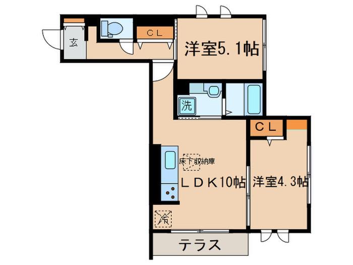 クレールガーデン(2LDK/2階)の間取り写真