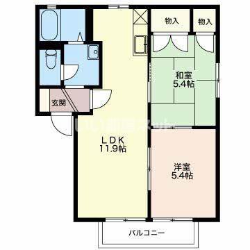 カンフォート中II(2LDK/2階)の間取り写真