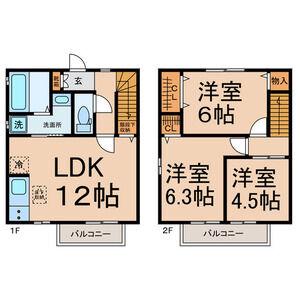 BRUGGE A棟(3LDK/1階)の間取り写真