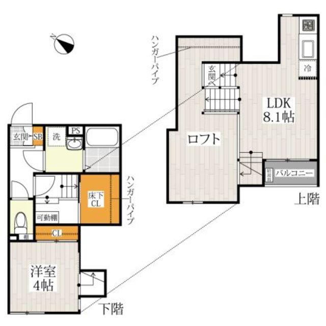 CB箱崎シャリテ(1LDK/1階)の間取り写真