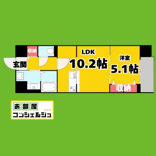 ザ・シンフォニア新栄(1LDK/8階)の間取り写真