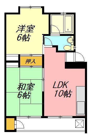 アパートメント大貫(2LDK/4階)の間取り写真
