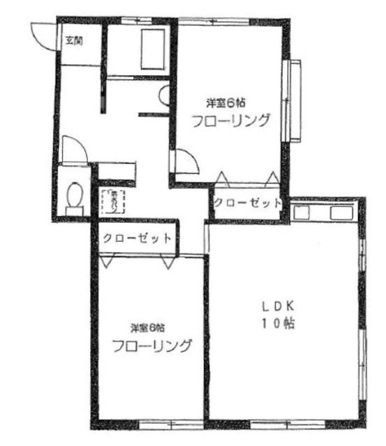 横山ハイツ(2LDK/1階)の間取り写真