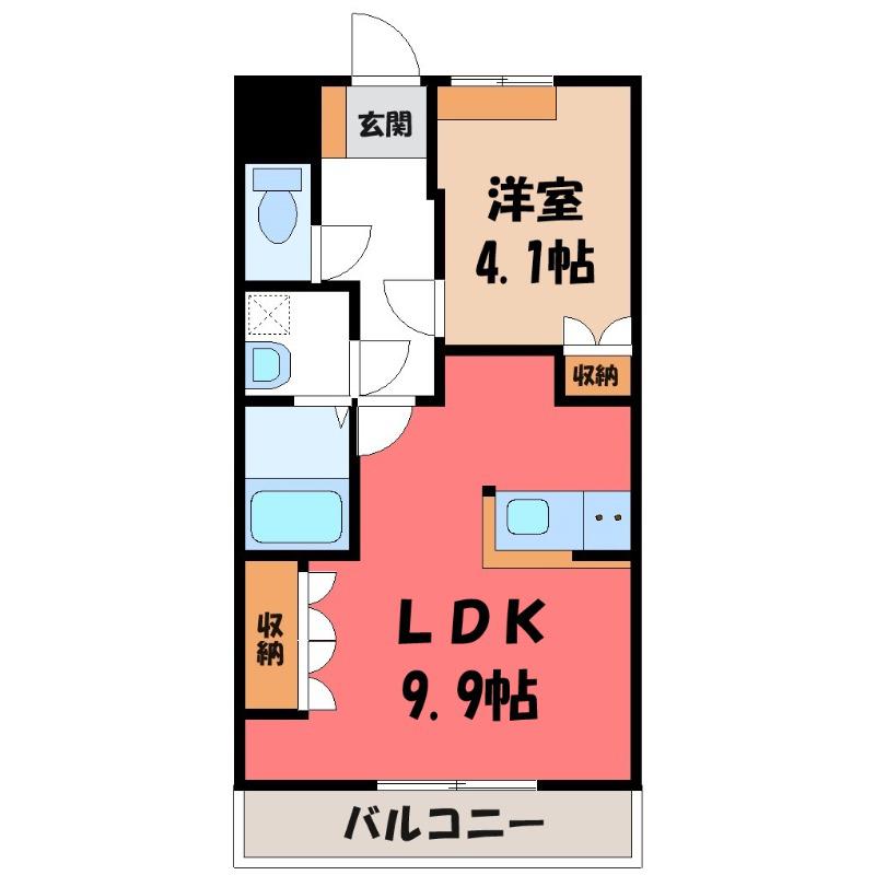 JR信越本線 高崎駅(JR) バス乗車時間:33分 最寄りバス停で下車 徒歩5分 2階建 築20年(1LDK/1階)の間取り写真