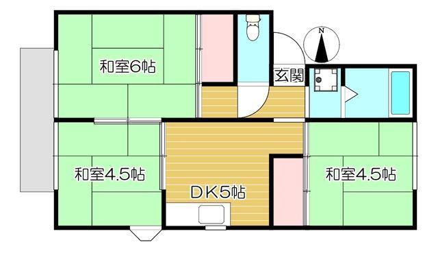 プレジールA(3DK/2階)の間取り写真