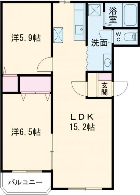 セルジェ糠野目(2LDK/2階)の間取り写真