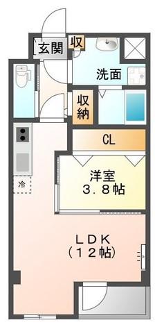 エクセルハイム坪井II(1LDK/3階)の間取り写真