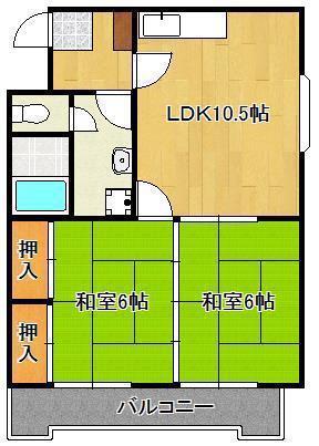 オアシス鳴水(2LDK/4階)の間取り写真