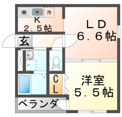 ルーチェ(1LDK/2階)の間取り写真