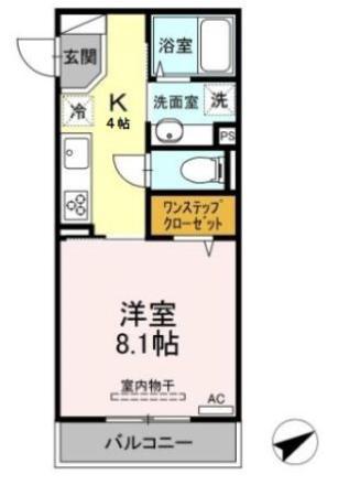 シグネチャー武蔵中原(1K/1階)の間取り写真