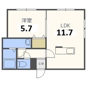フェリーチェ里塚II(1LDK/2階)の間取り写真