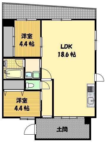 ヴィントミューレ文教(2LDK/2階)の間取り写真