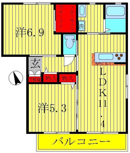 フォレストガーデン(2LDK/1階)の間取り写真