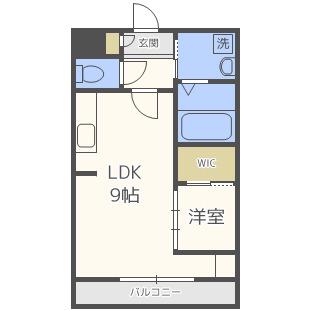 マイプレイス福重(1LDK/3階)の間取り写真