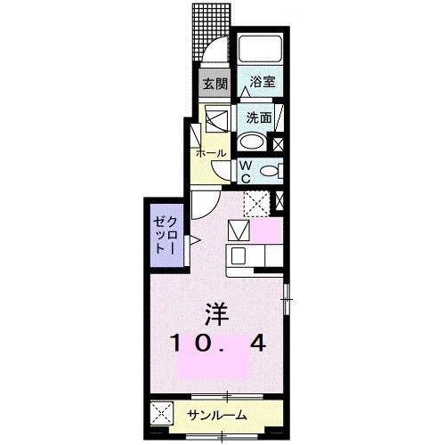 ポラリス(ワンルーム/1階)の間取り写真
