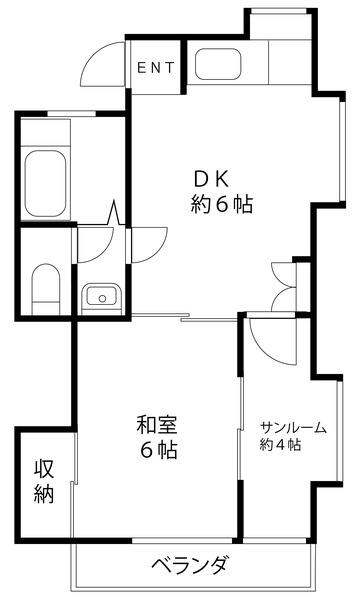 コーポ朝日(1DK/2階)の間取り写真